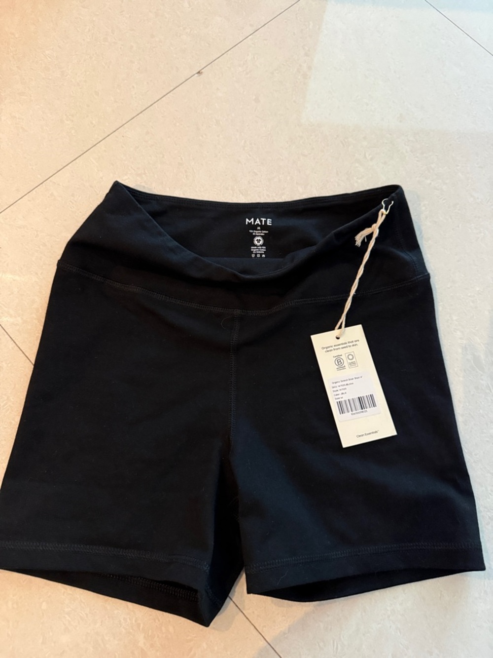 Mate The Label Black Women's Organic Stretch Biker Shorts Medium NWT